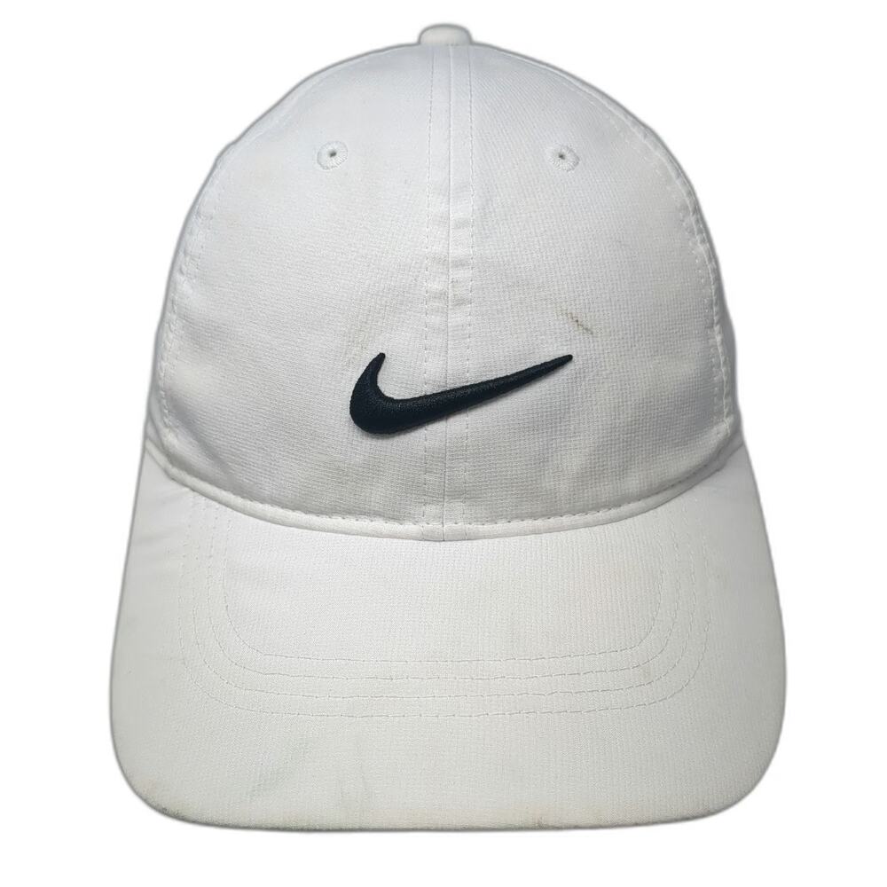 Nike Baseball Cap White One Size Embroidered Swoosh Logo Strapback Golf Hat